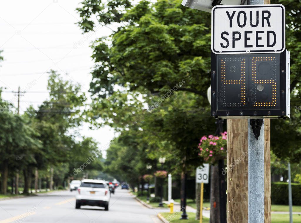Sign posting your driving speed on local village road