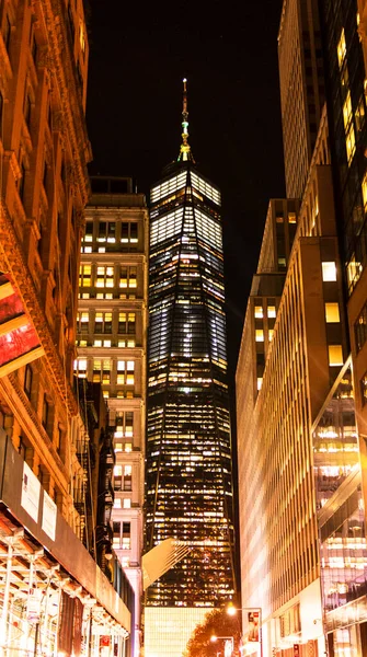 New York City Usa November 2018 Freedom Tower Lights Looking — Stock Photo, Image