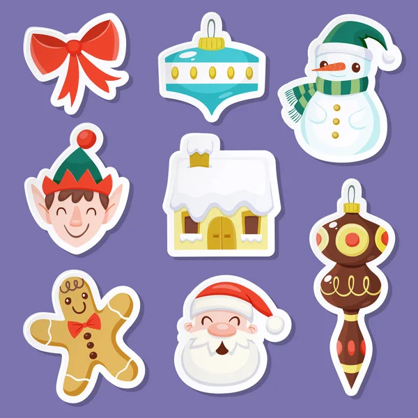 Kerstmis stickers instellen — Stockvector