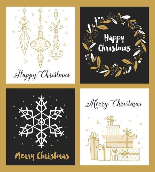 メリー クリスマス カード セット — ストックベクタ