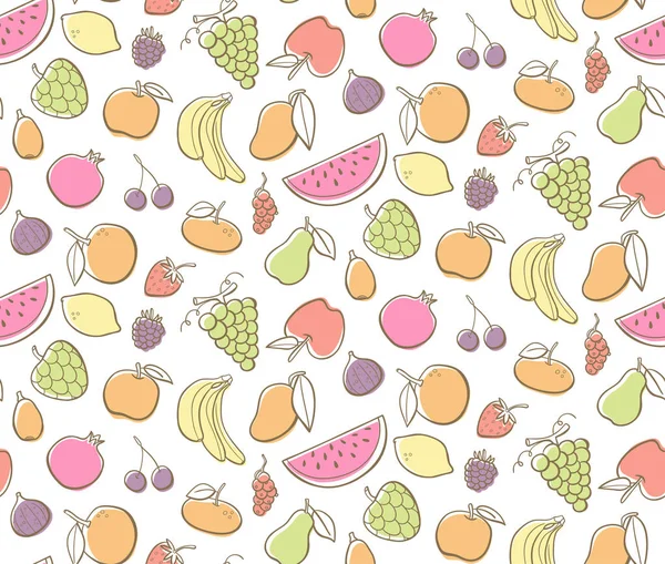 カラフルな果物のシームレスなパターン。ベクトル図 — ストックベクタ