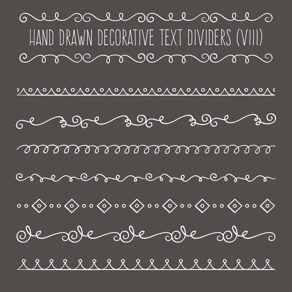 Hand drawn decorative text dividers on blackboard background — Stock Vector