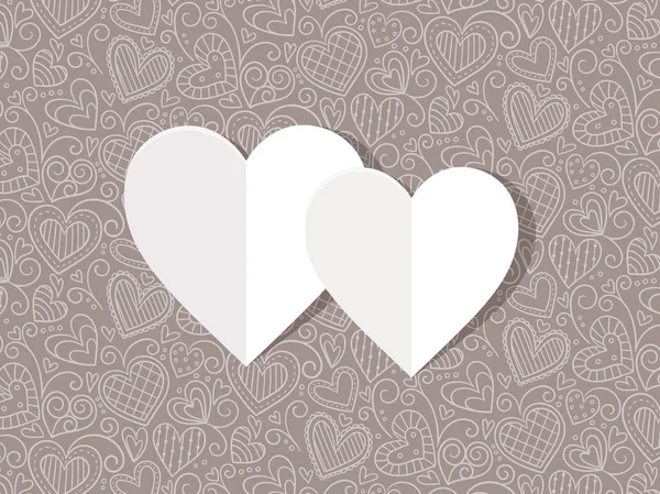 Diseño de fondo de corazones de papel plegado — Vector de stock