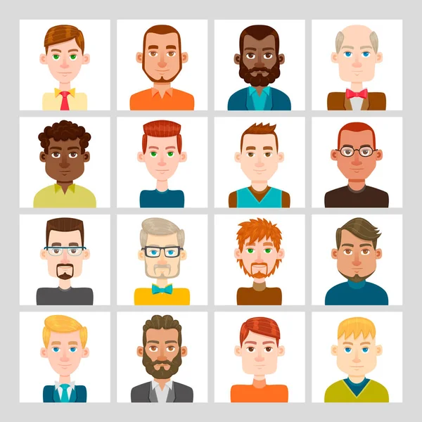 Homens avatar conjunto — Vetor de Stock