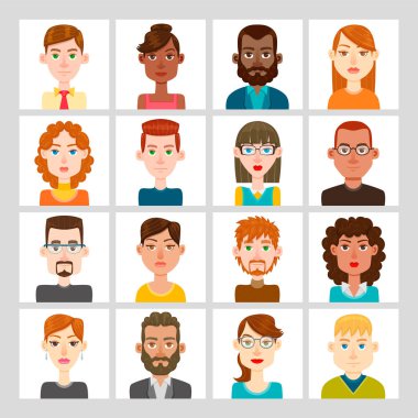 16 male and female avatar set vector 16 male and female avatar set vector