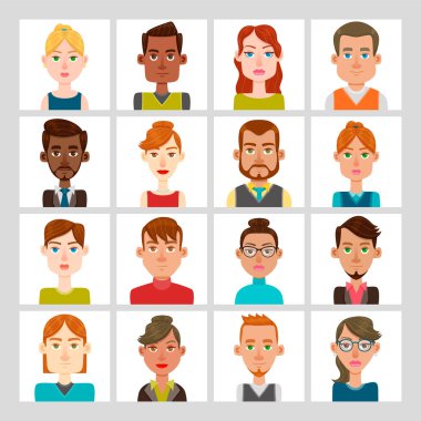 16 male and female avatar set vector 16 male and female avatar set vector