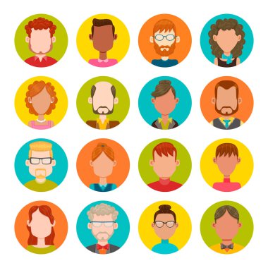 16 erkek ve kadın avatar seti