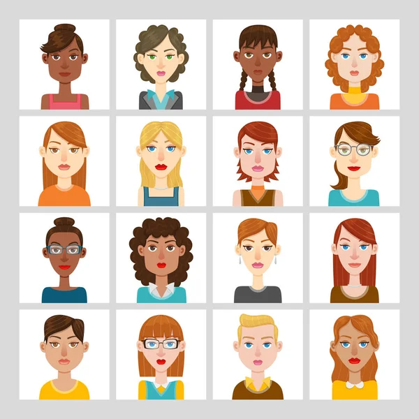 Kvinnor avatar set — Stock vektor