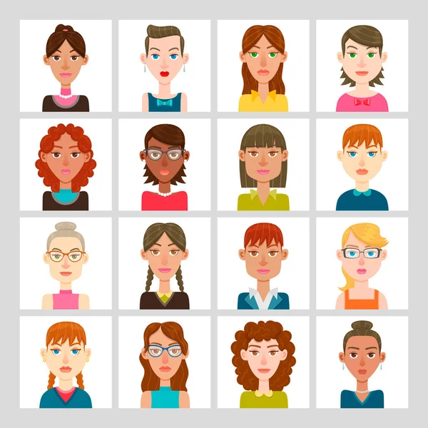 Vrouwen avatar set — Stockvector