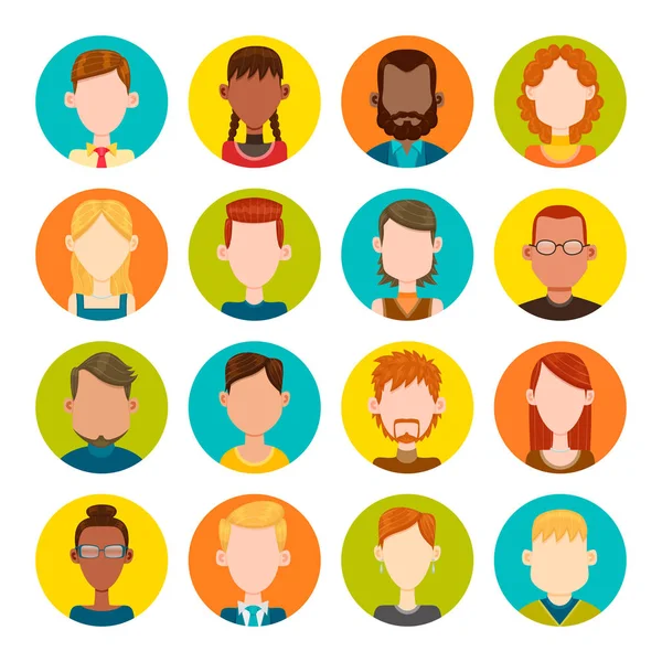 16 male and female avatar set Stock Illustration