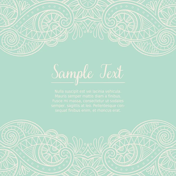 Cute card design template with doodle lace pattern — Stock Vector