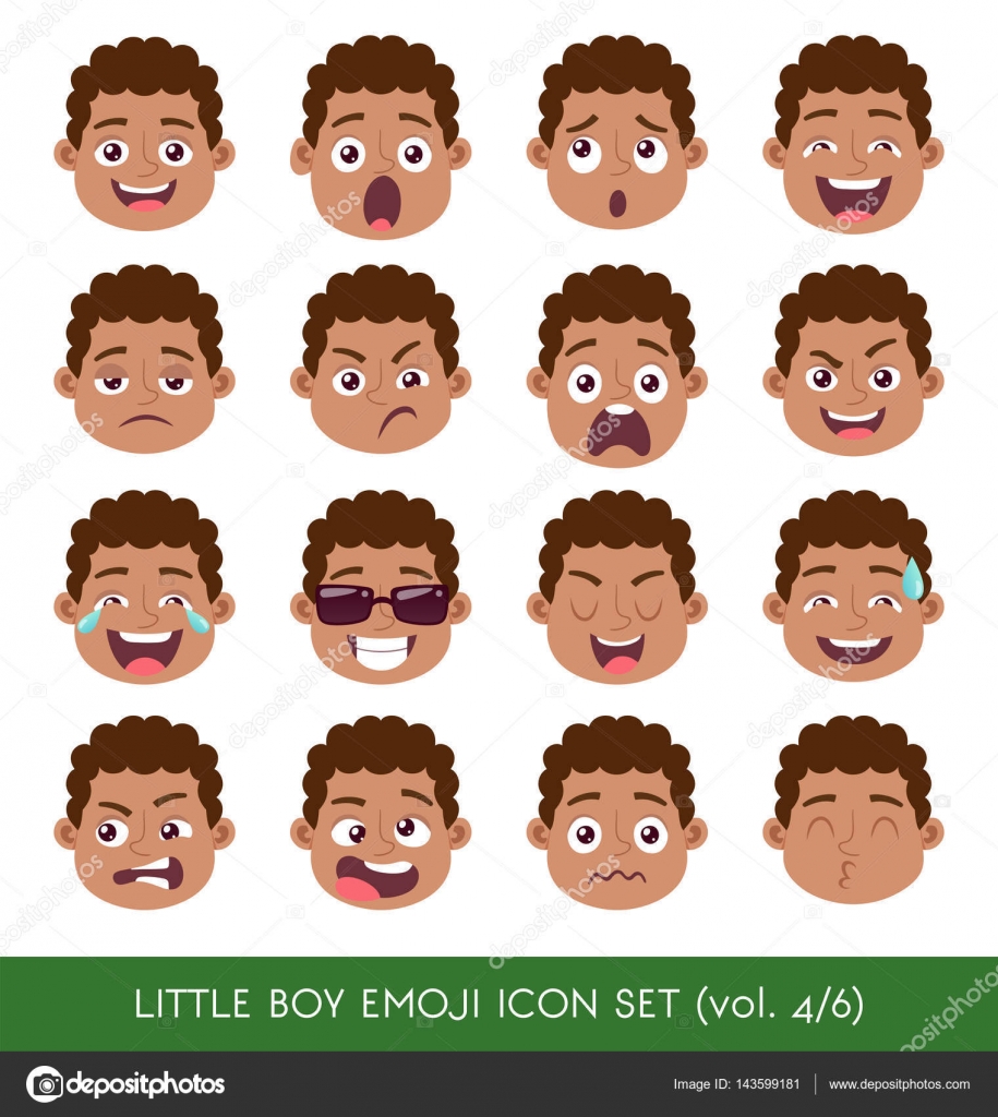Little boy emoji icon set \u2014 Stock Vector © insemar 143599181
