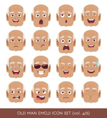 Old man emoji icon set clipart