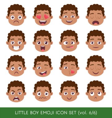 Little boy emoji icon set clipart