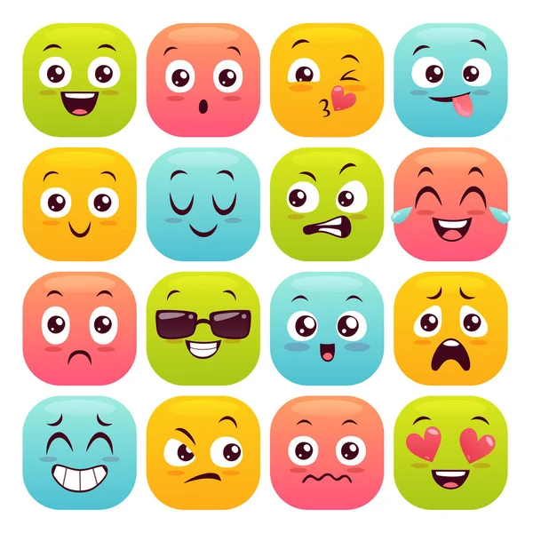 Färgglada emojis set — Stock vektor