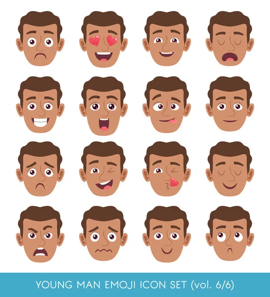 Young man emoji icon set — Vector de stoc