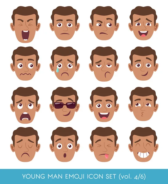 Genç adam emoji Icon set — Stok Vektör