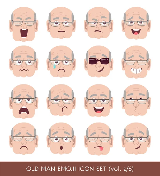 Vieil homme emoji icône ensemble — Image vectorielle