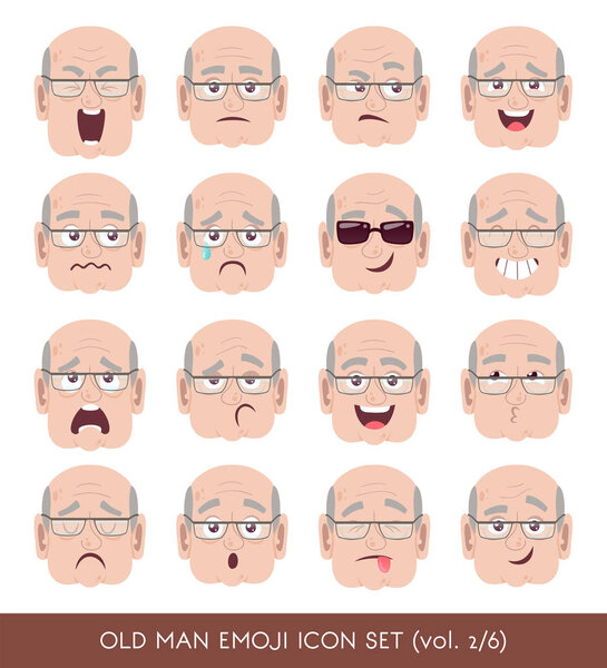 Old man emoji icon set