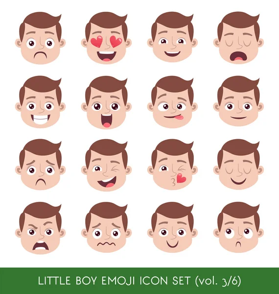 Liten pojke emoji Ikonuppsättning — Stock vektor