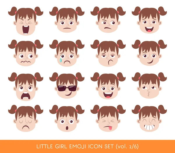 Conjunto de ícones emoji menina — Vetor de Stock