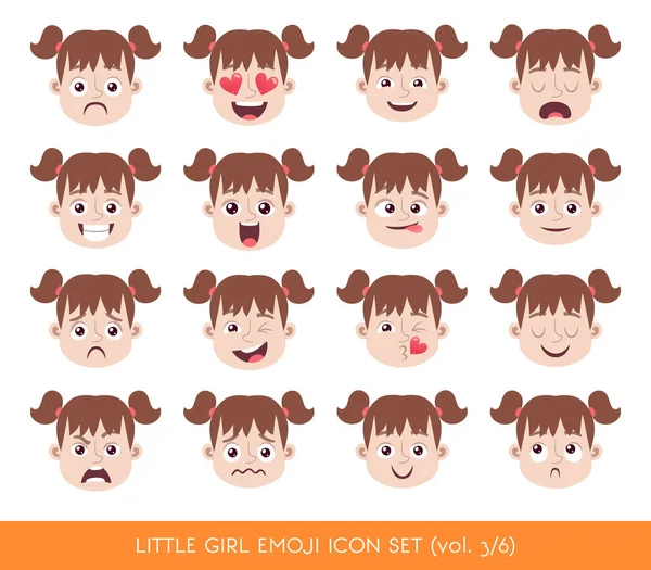 Conjunto de ícones emoji menina —  Vetores de Stock