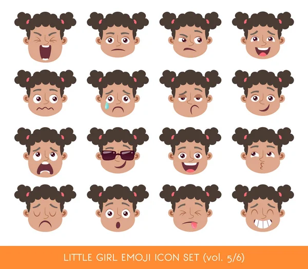 Conjunto de ícones emoji menina — Vetor de Stock