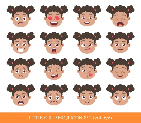 Petite fille emoji icône ensemble — Image vectorielle