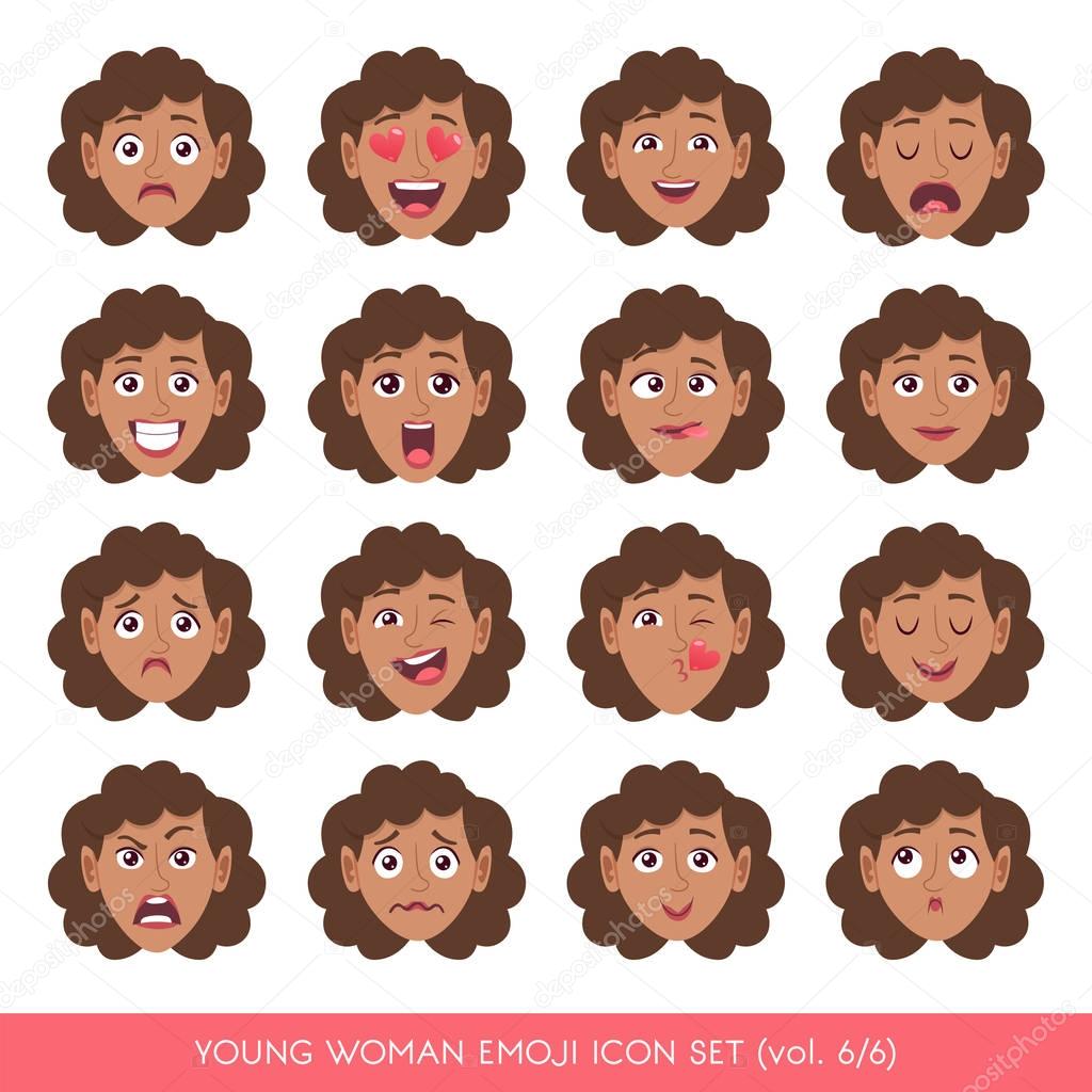 Young woman emoji icon set