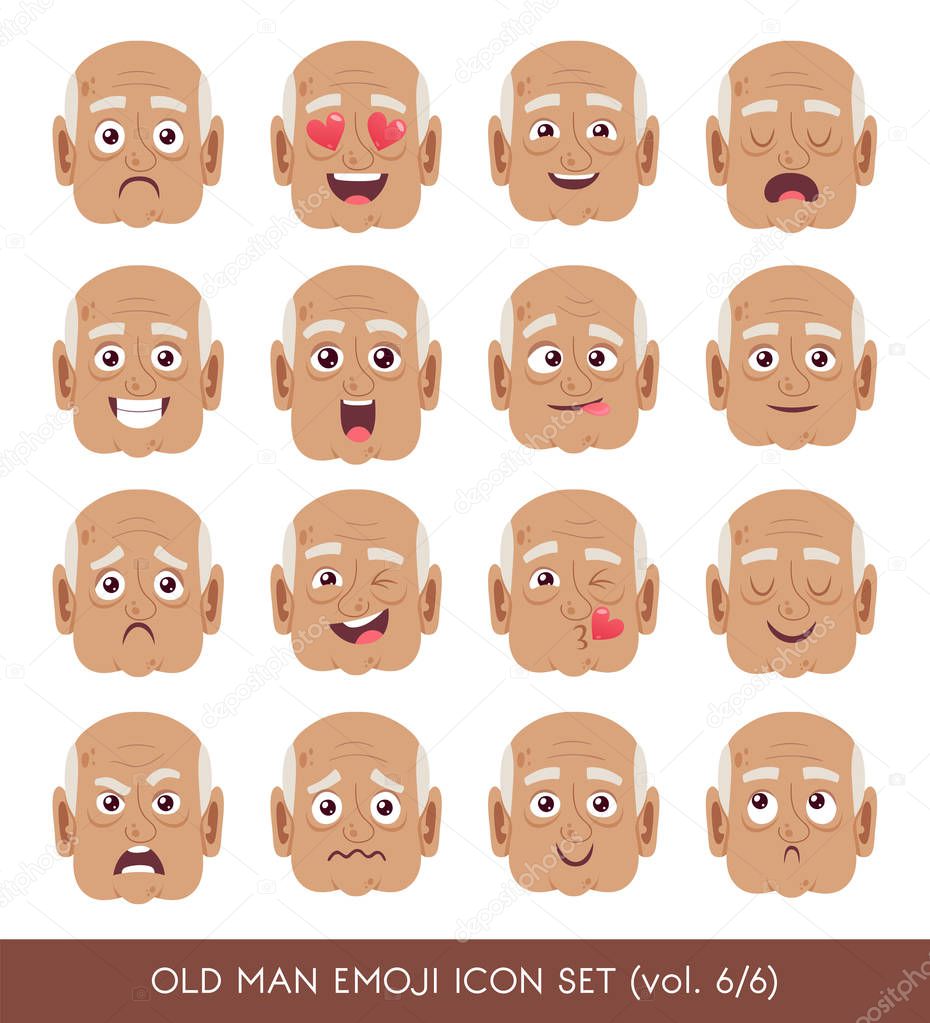 Old man emoji icon set