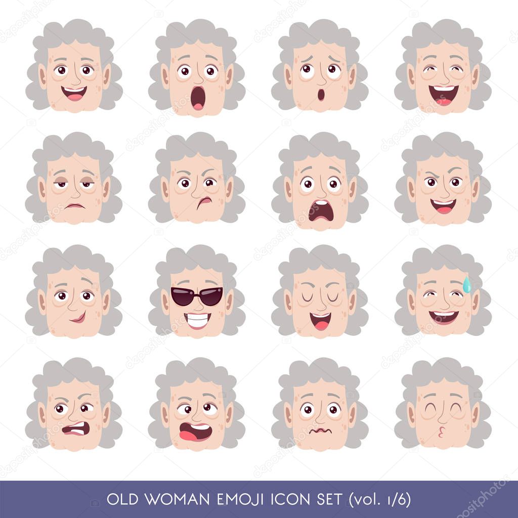 Old woman emoji icon set