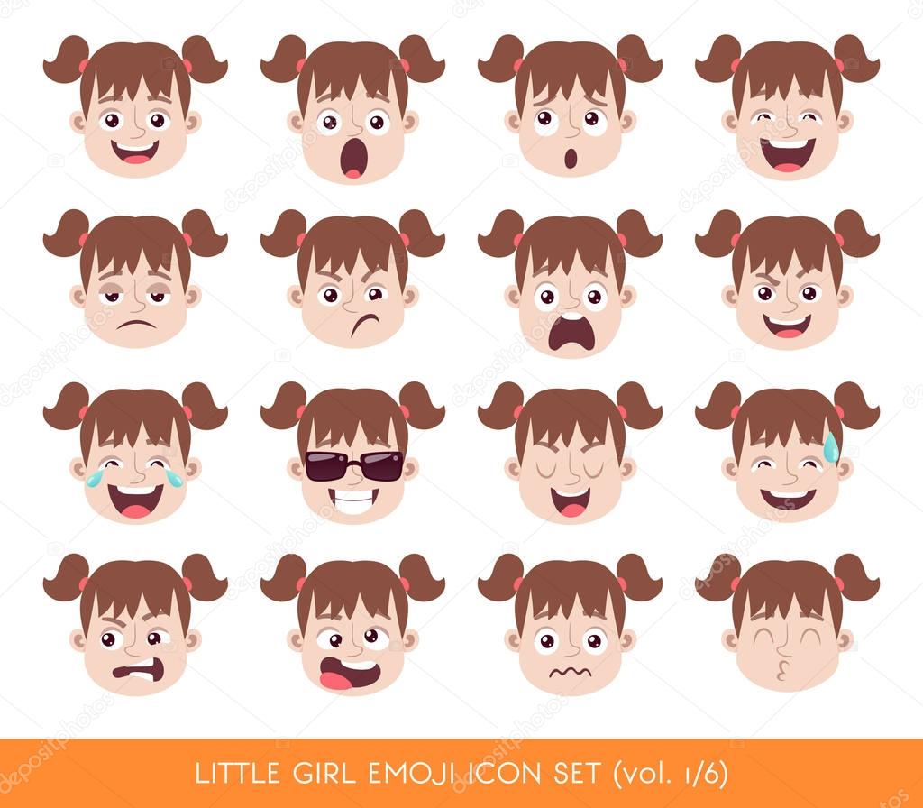 Little girl emoji icon set