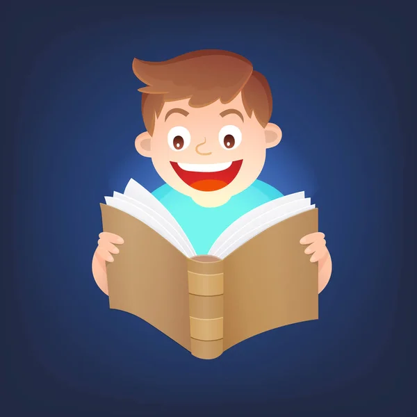 Chłopiec czytanie Księgi czarów — Wektor stockowy