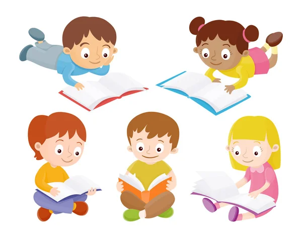 Děti čtou knihy — Stockový vektor