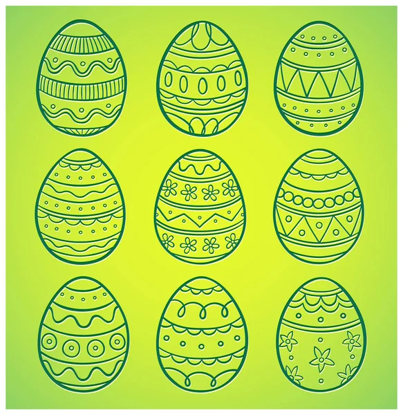 Ensemble d'œufs de Pâques dessinés à la main — Image vectorielle