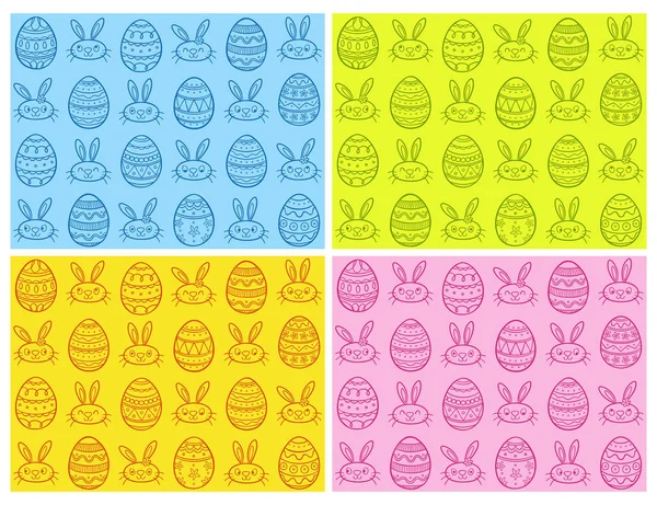 Oeufs de Pâques dessinés à la main motif sans couture ensemble. Illustration vectorielle — Image vectorielle