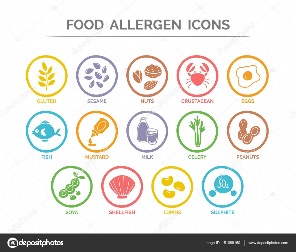 Conjunto de ícones de alérgenos alimentares imagem vetorial de insemar ...