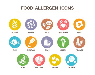 Gıda alerjen Icons Set