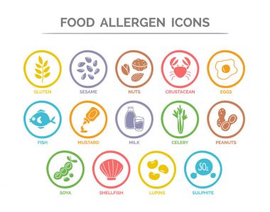 Gıda alerjen Icons Set