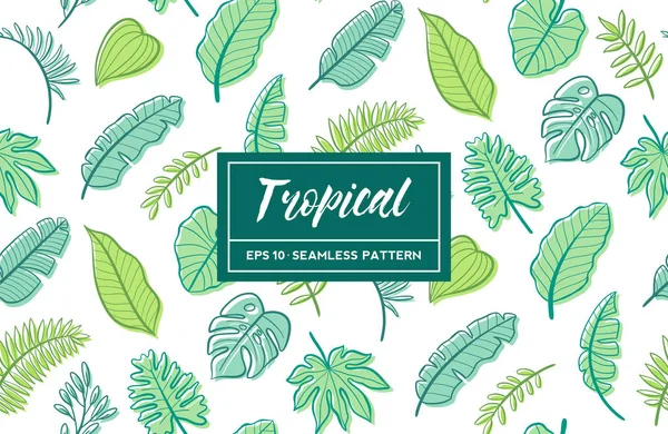 Hand drawn tropical seamless pattern — Stock Vector