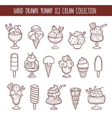 Çizilmiş dondurma koleksiyonu el