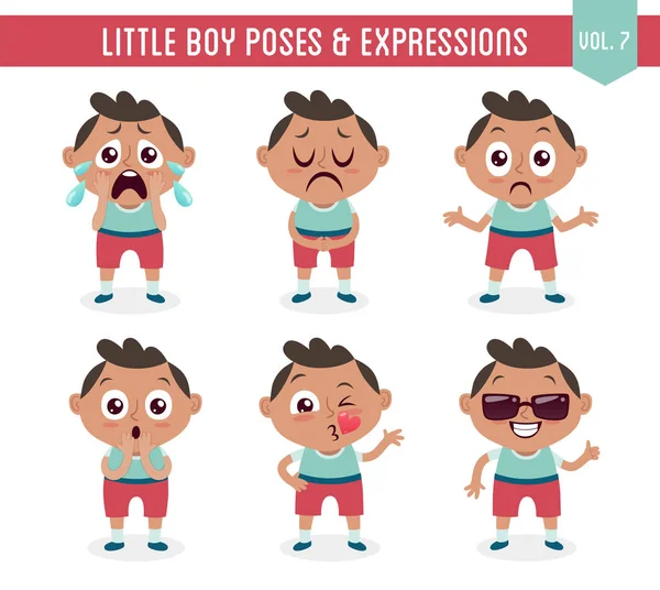 Little boy poses and expressions (Vol. 7 / 8) — Stock Vector