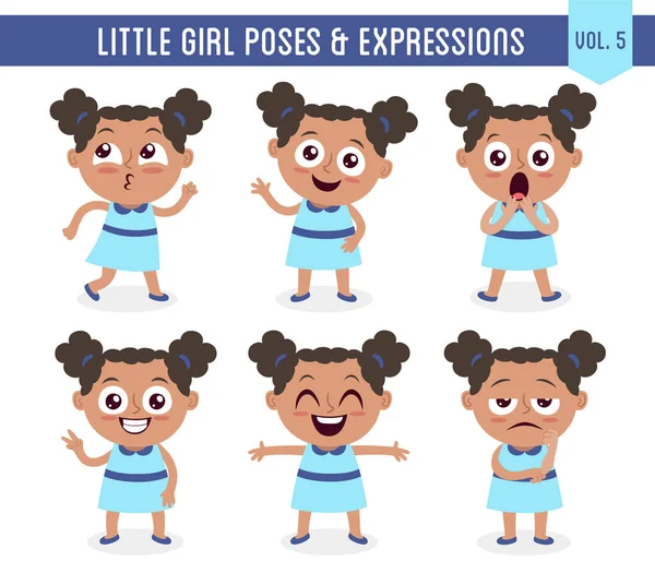 La niña posa y expresa (Vol. 5 / 8 ) — Vector de stock