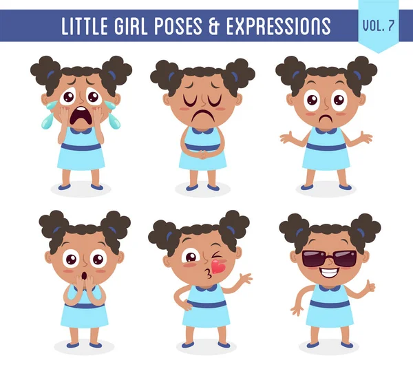 Posen und Gesichtsausdrücke kleiner Mädchen (Vol. 7 / 8) — Stockvektor