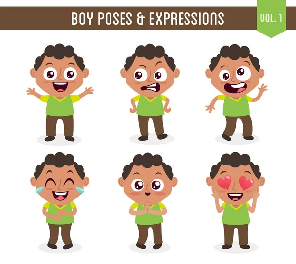 Boy poses y expresiones (Vol. 1 / 8 ) — Vector de stock