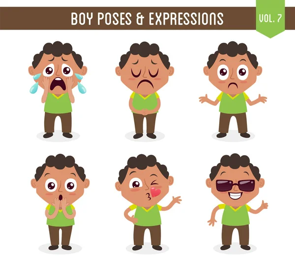 Boy poses y expresiones (Vol. 7 / 8 ) — Vector de stock