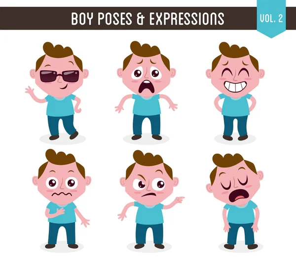 Boy poses y expresiones (Vol. 2 / 8 ) — Vector de stock