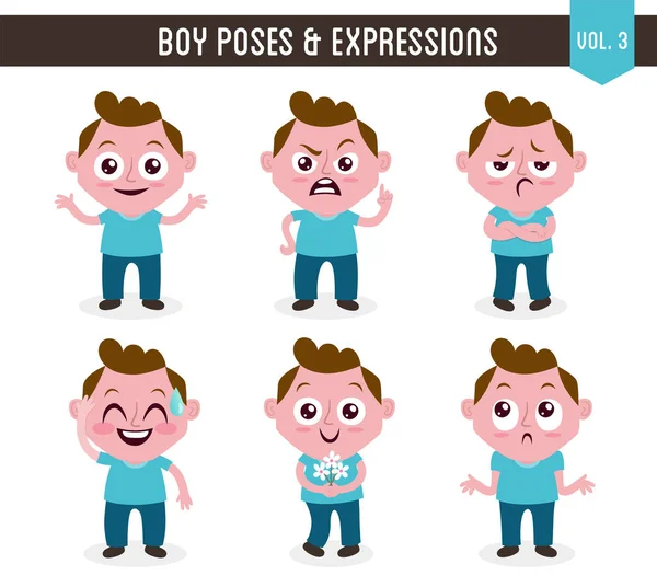 Boy poses y expresiones (Vol. 3 / 8 ) — Vector de stock