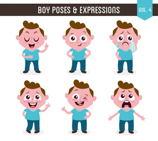 Pojke poser och uttryck (Vol. 4 / 8) — Stock vektor