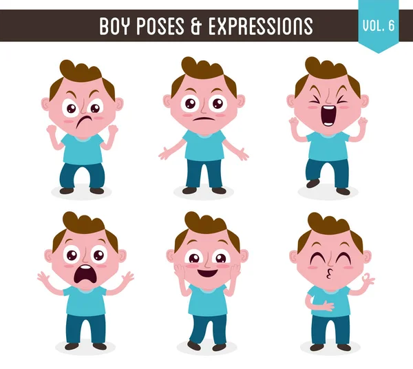 Garçon de poses et expressions (Vol. 6 / 8) — Image vectorielle